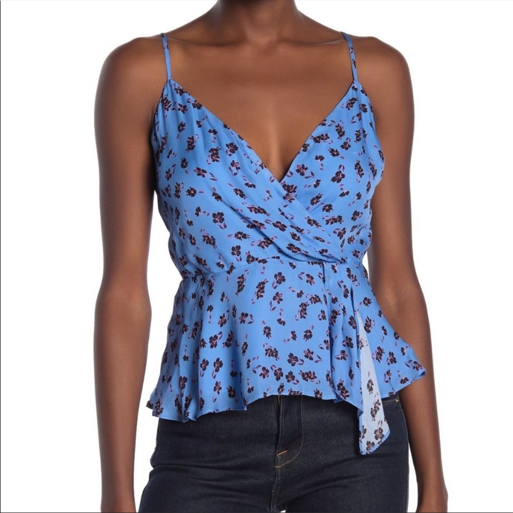PARKER WOMENS KIRSTEN FLORAL FAUX-WRAP CAMISOLE TOP XXS